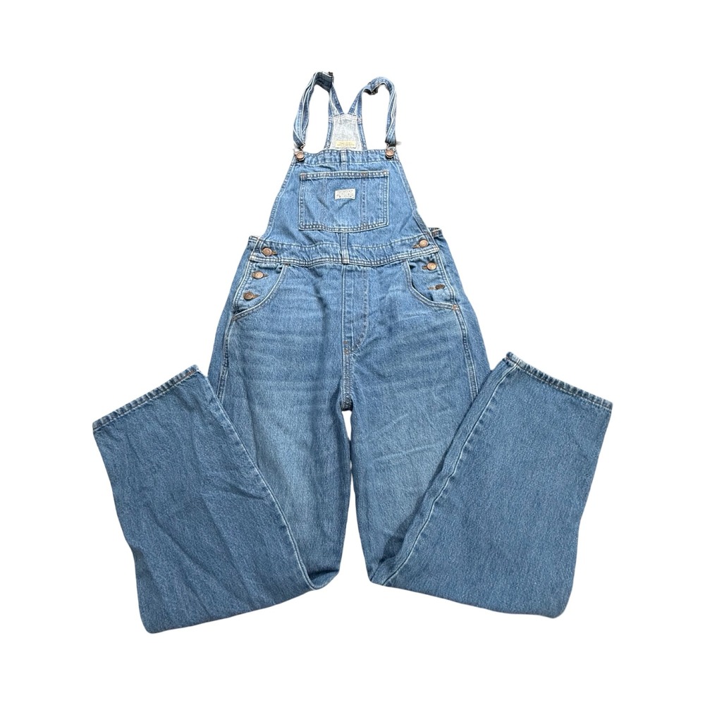 Levi Overalls Womens Small Light Blue Wash Denim Wide Leg High Rise Western